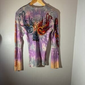 Ultra Rare Y2K The Great China Wall Tie Dye Sugar Skull Tattoo Graphic XS/S